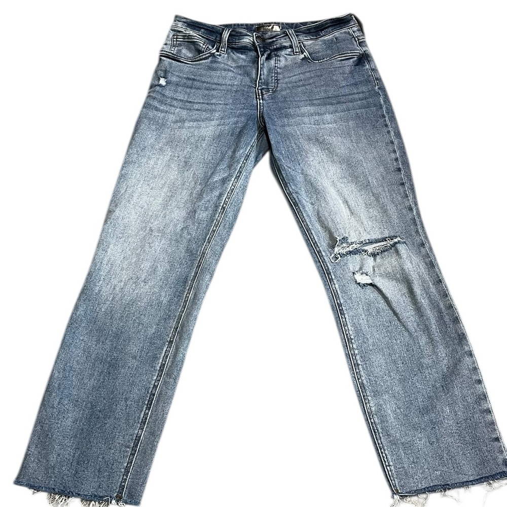 KUT From The Kloth Rachael Fab Ab Mom Jeans High Rise Raw Hem Size 6